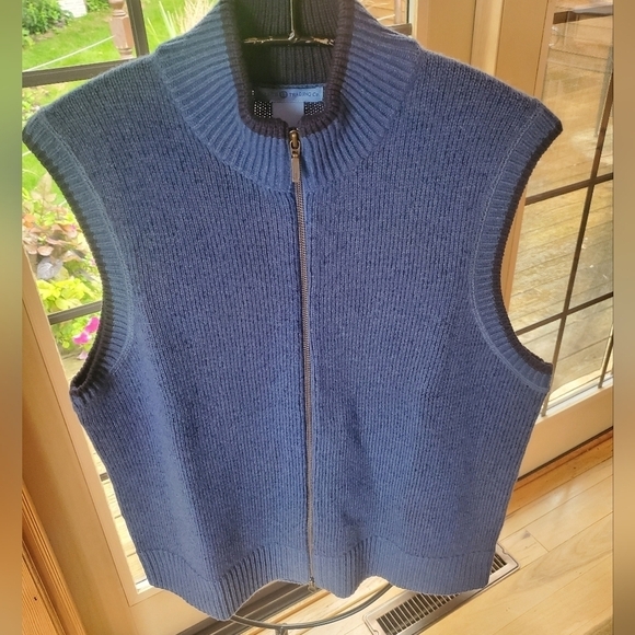 Duluth Trading Co 83% Lambswool Blue Full Zip Sweater Sz L Vest - Picture 1 of 7